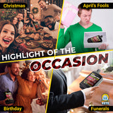 Alternative Product Image: Collage showing "Headlight Fluid" prank gift at Christmas, April Fool's, Birthday, and Funeral.