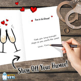 Alternative Product Image: Open "F*CKING FINALLY!" card with text "Took you long enough! Hope it was worth the wait," signed "Love, Tina," with champagne glasses, handcuffs, and a ring.