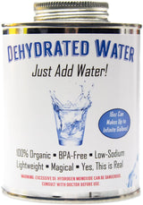 Main Product Image: Can of "Dehydrated Water" prank gift with humorous text.