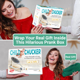 Alternative Product Image: Top: Woman reacting to "CHILD CHUCKER" box. Bottom: Woman holding a real gift next to the box.