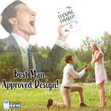 Alternative Product Image: Man on one knee proposing to a woman in a field, with a "F*CKING FINALLY!" card and an excited best man.