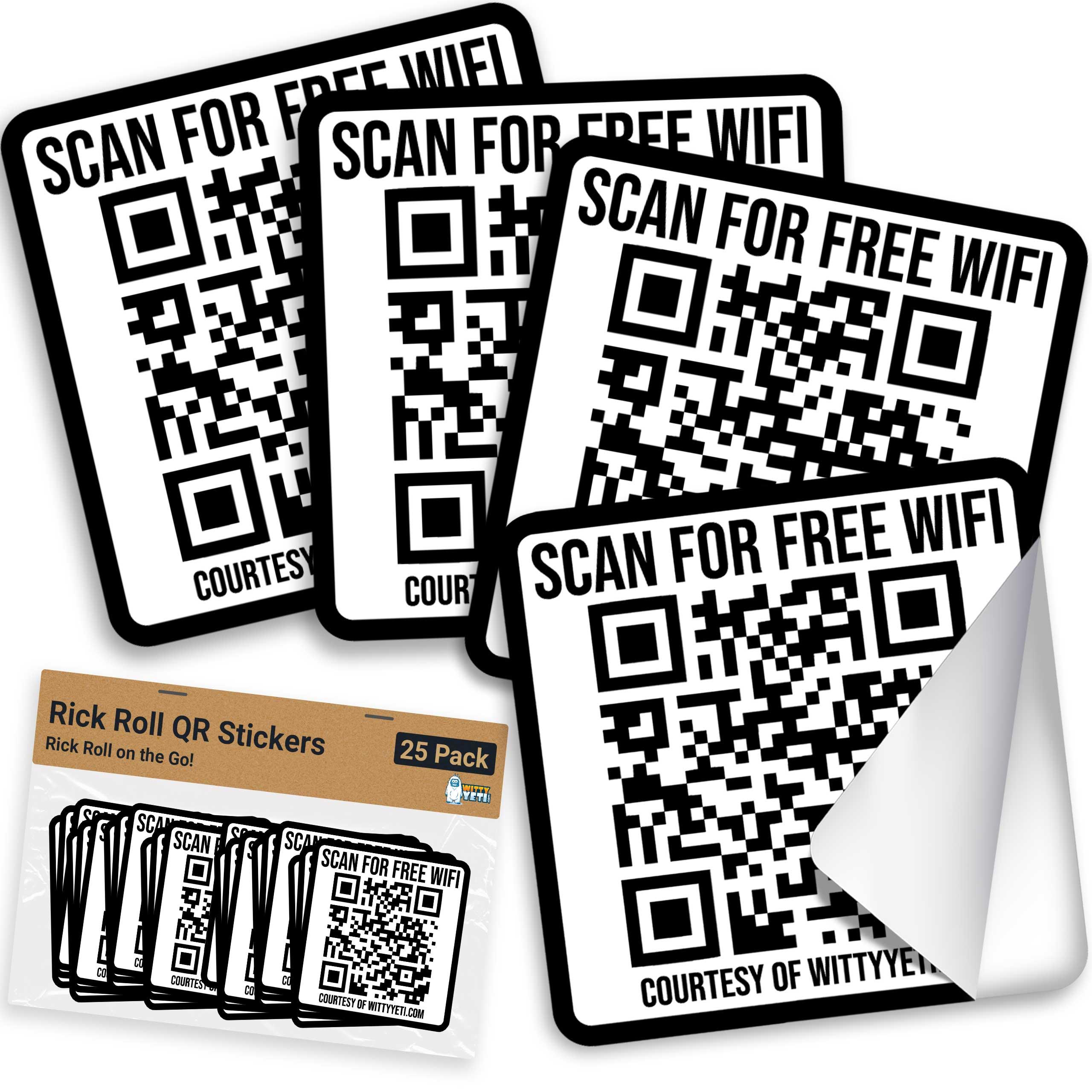 Fake WiFi QR Code Stickers — 25-Pack — prank product by Witty Yeti