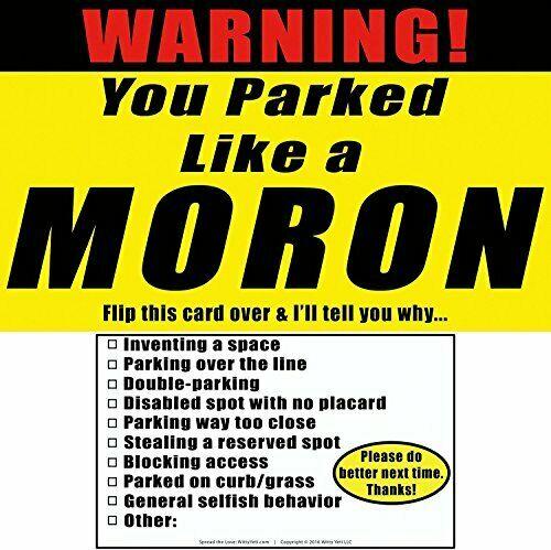 "You Parked Like A Moron" Cards — 25-Pack — prank product by Witty Yeti