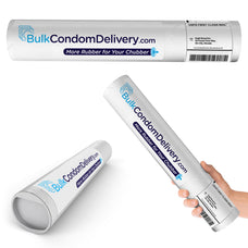 Main Product Image: Three views of a white mailing tube labeled 