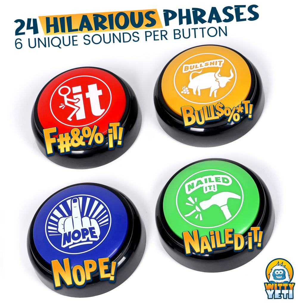Funny Talking Buttons Gag Gift 4 Pack – Witty Yeti
