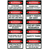 Car & Machinery Warning Prank Stickers