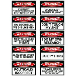 Car & Machinery Warning Prank Stickers