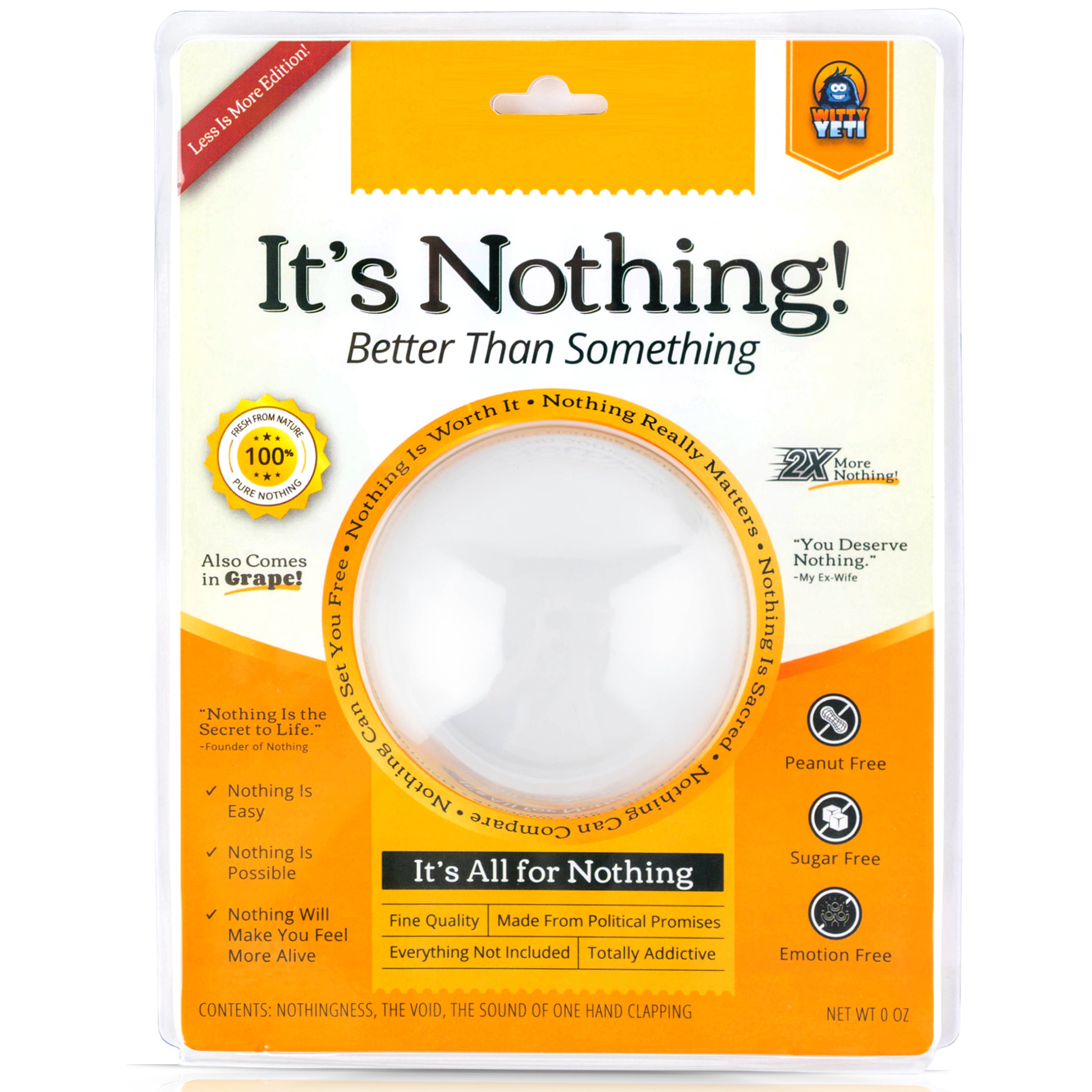 Witty Yeti 'Gift of Nothing' Funny Empty Gag Gift, 1 Pack